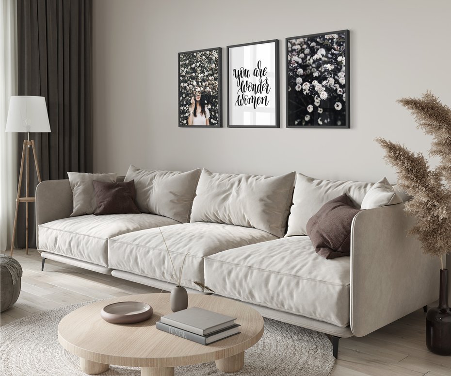 Zestaw obrazy w ramie 40x50 galeria - Typografia, dla, kobiet - rama czarna