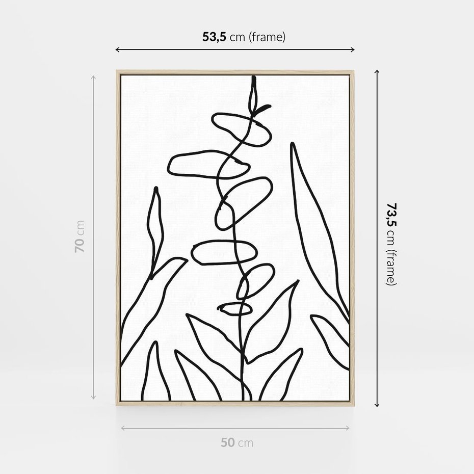 Obraz w ramie 50x70 - Liście Mocy - mroczna sztuka, minimalizm - rama drewno