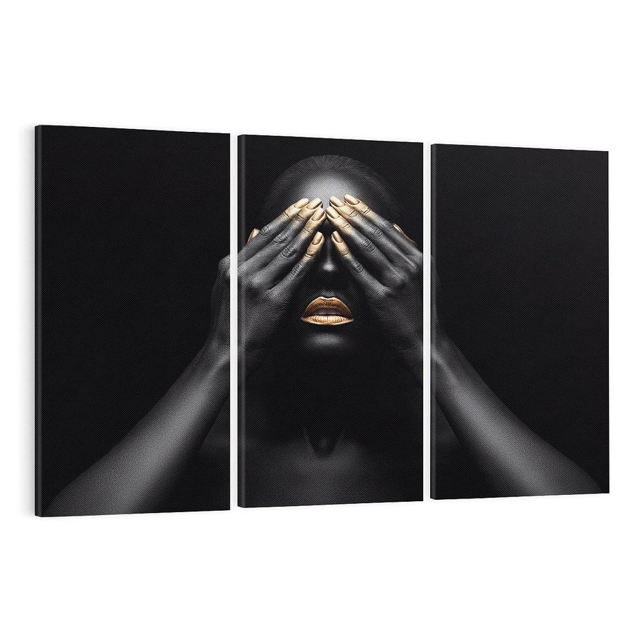 Obraz na płótnie 120x80 - Złote Usta wyjątkowa subtelność - złote usta, złote palce