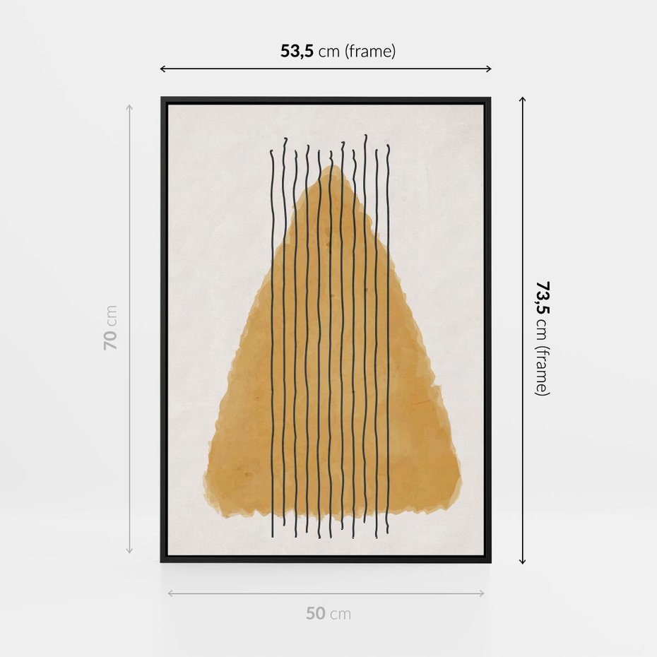 Obraz w ramie 50x70 - Migocące Impulsy - abstrakcyjna akwarelowa plama, nieregularne kreski - rama czarna