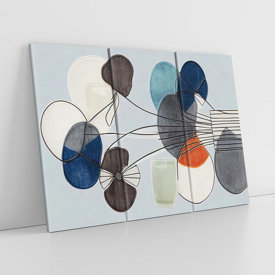 Obraz na płótnie 120x80 - Plamy w Niebieskim - sztuka abstrakcyjna, linie