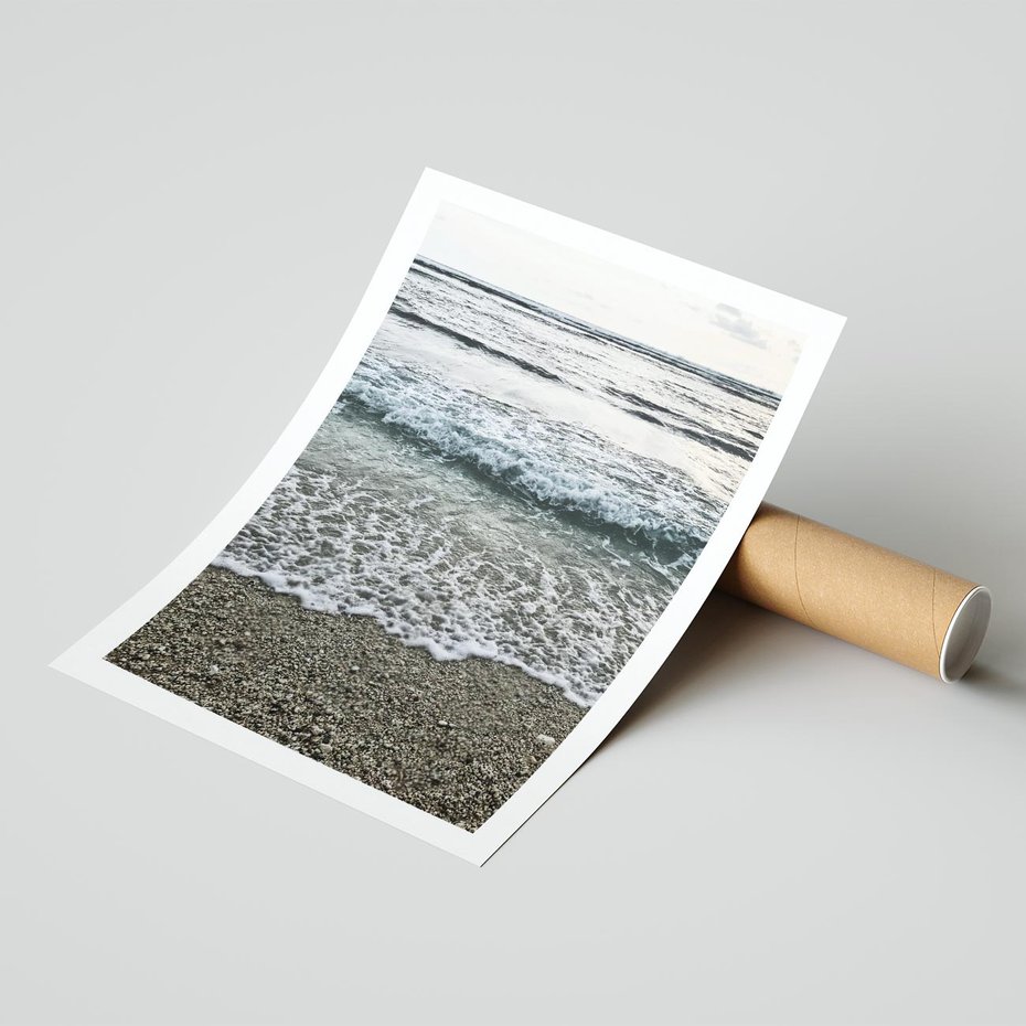 Plakat bez ramy 21x30 - Spokojna Plaża - plaża, żwirek