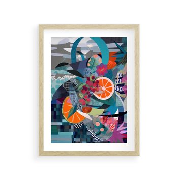 Plakat w ramie 30x40 - Migocące Widoki Harmonii - abstrakcyjny obraz, jak picasso - rama drewno