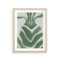 Plakat w ramie 30x40 - Zieleń Odpoczynku - zielony plakat, nieregularne splątane linie - rama drewno