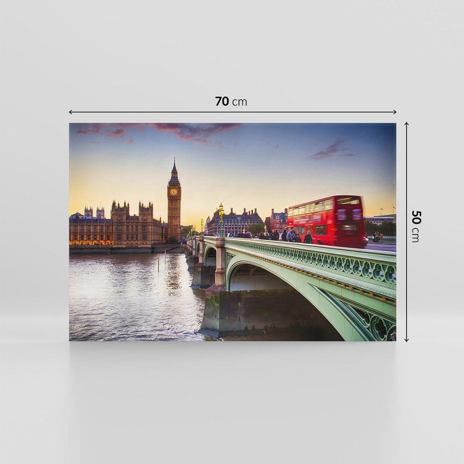 Obraz na płótnie 70x50 - London Calling: Autobus i Big Ben - Londyn, autobus