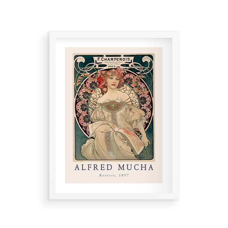 Plakat w ramie 30x40 - Piękno Art Nouveau - plakat, obraz - rama biała