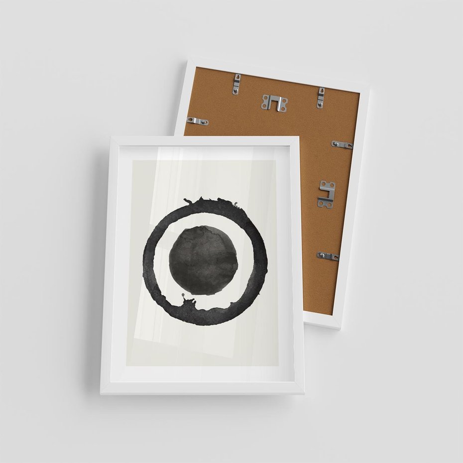 Plakat w ramie 30x40 - Harmonijne Emocje - abstrakcyjne plamy okręgi, akwarelowe - rama biała