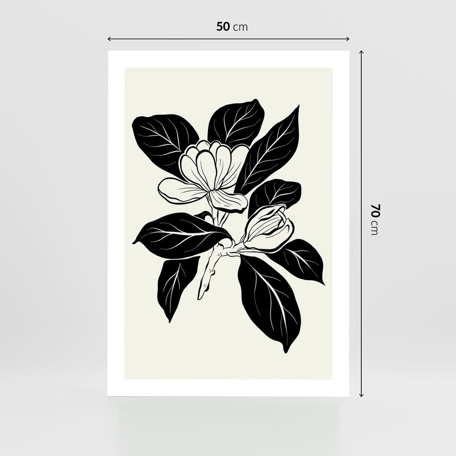 Plakat bez ramy 50x70 - Spojrzenie w kształty kwiatów - kwiaty magnolii, minimalizm
