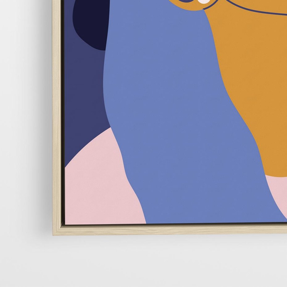 Obraz w ramie 80x80 - Odbicie Kobiety - nowoczesny plakat, styl retro - rama drewno