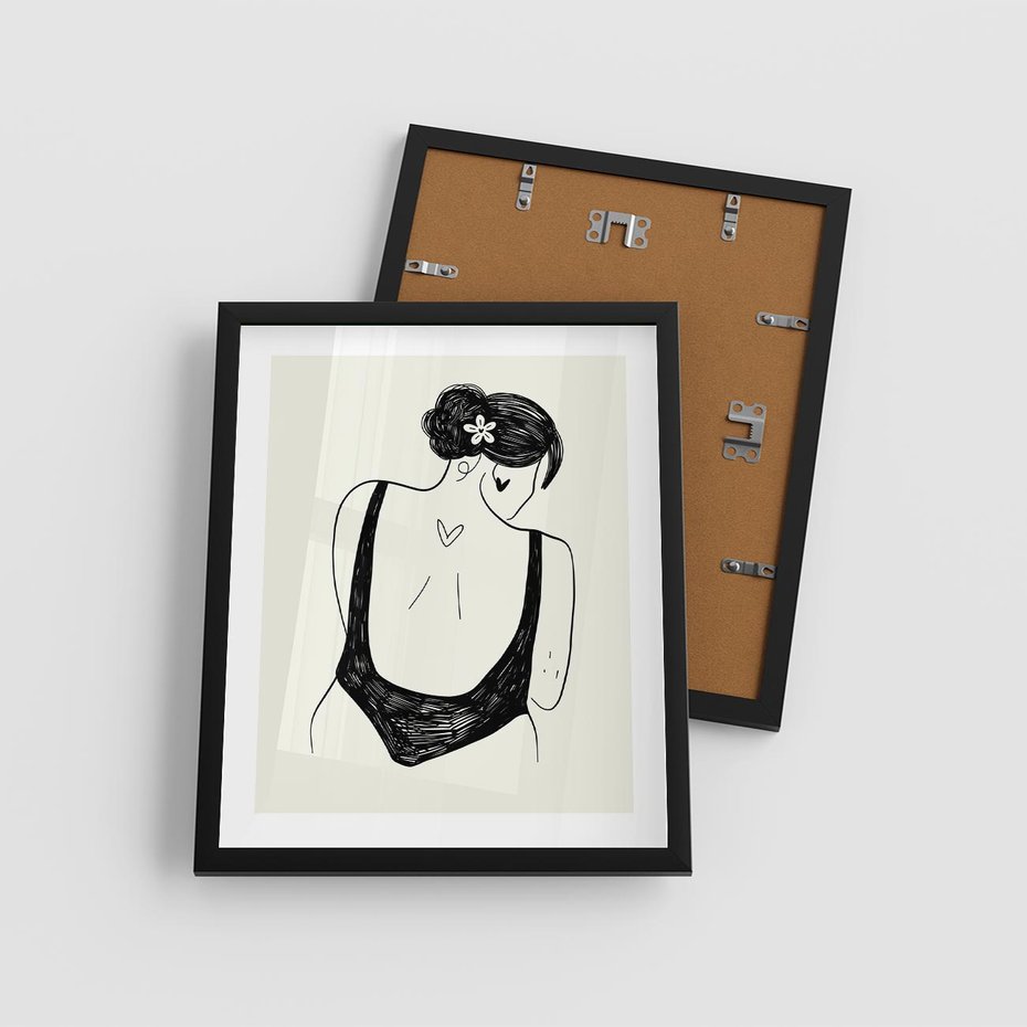Plakat w ramie 40x50 - Echa Piękna - piękno kobiecego ciała, kobieta - rama czarna