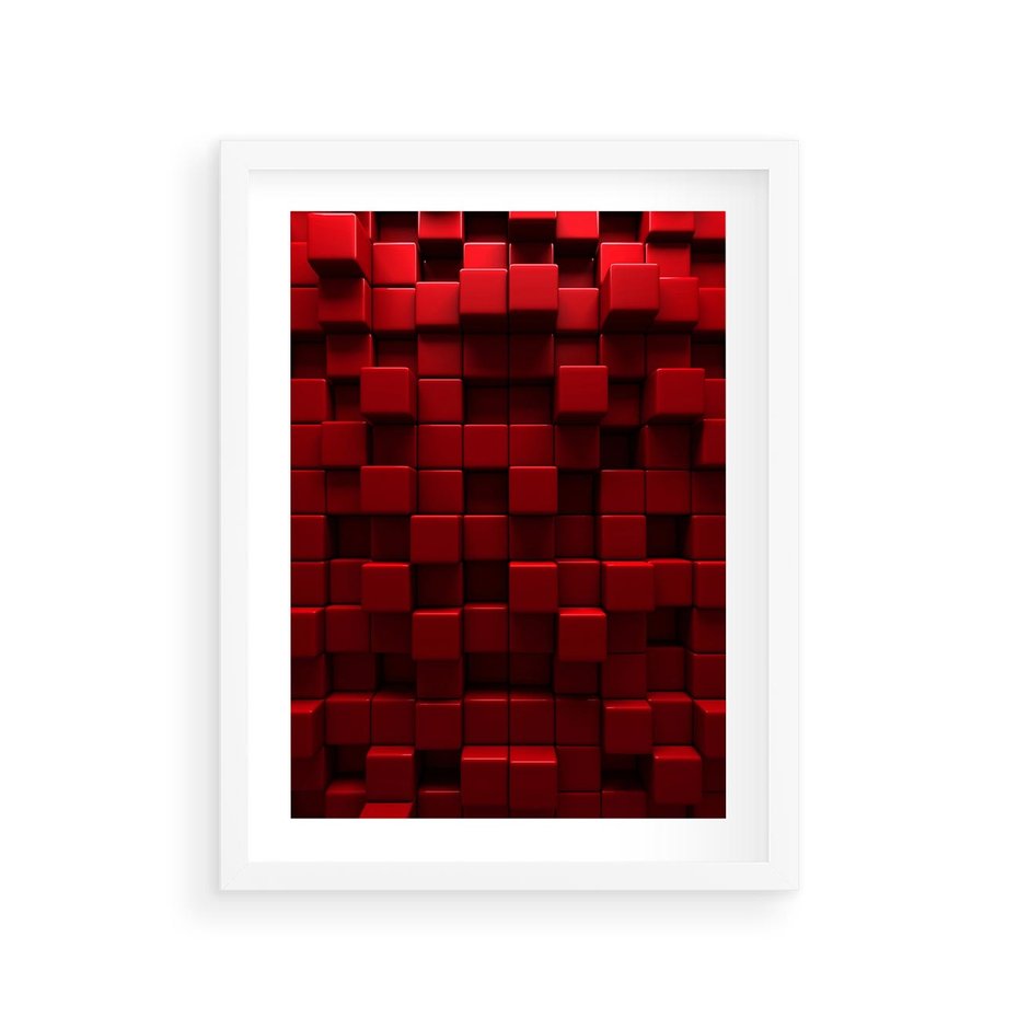 Plakat w ramie 30x40 - Geometryczne 3D: wizja przestrzeni - geometryczne, 3D - rama biała