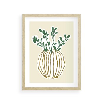 Plakat w ramie 30x40 - Przenikające Formy - abstrakcyjny plakat, kwiaty - rama drewno