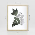 Plakat w ramie 40x50 - Grono Abstrakcji - minimalistyczny plakat, winogrona - rama drewno