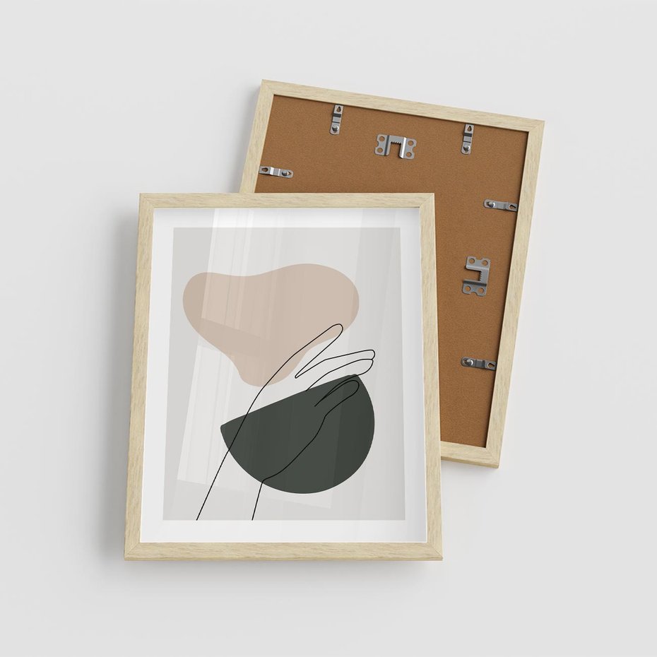 Plakat w ramie 40x50 - Rozkwitająca Opowieść - szkic jedną linią, one lone - rama drewno