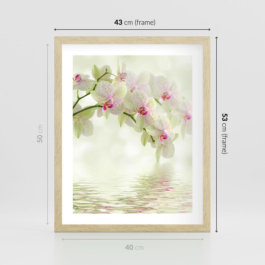 Plakat w ramie 40x50 - Orchidea w Spa - orchidea, kwiaty - rama drewno
