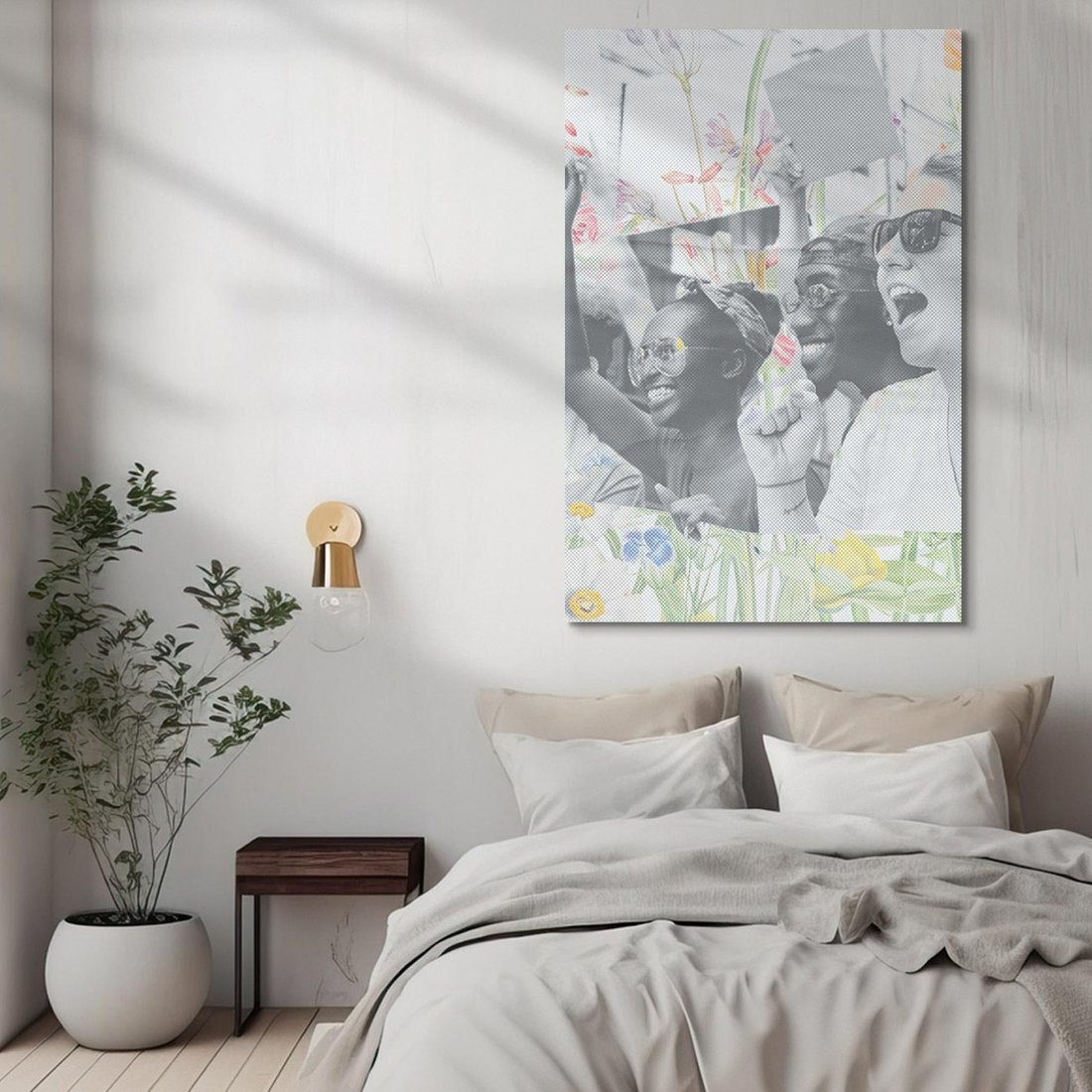 Obraz na płótnie 70x100 - Księga zaklętych marzeń - kolaż, czarnobiałe zdjęcie wesołych młodych ludzi