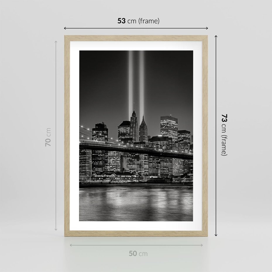 Plakat w ramie 50x70 - Miasto ożywione nocą - miasto, noc - rama drewno