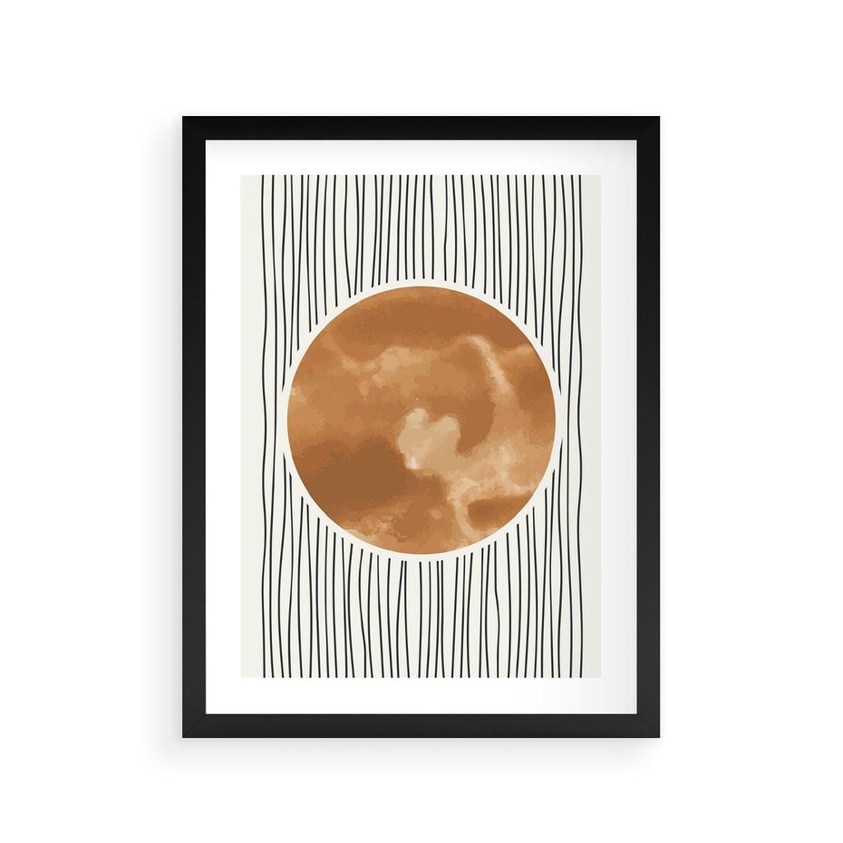 Plakat w ramie 30x40 - Eteryczne Krągłe Echa - boho obraz, geometria - rama czarna