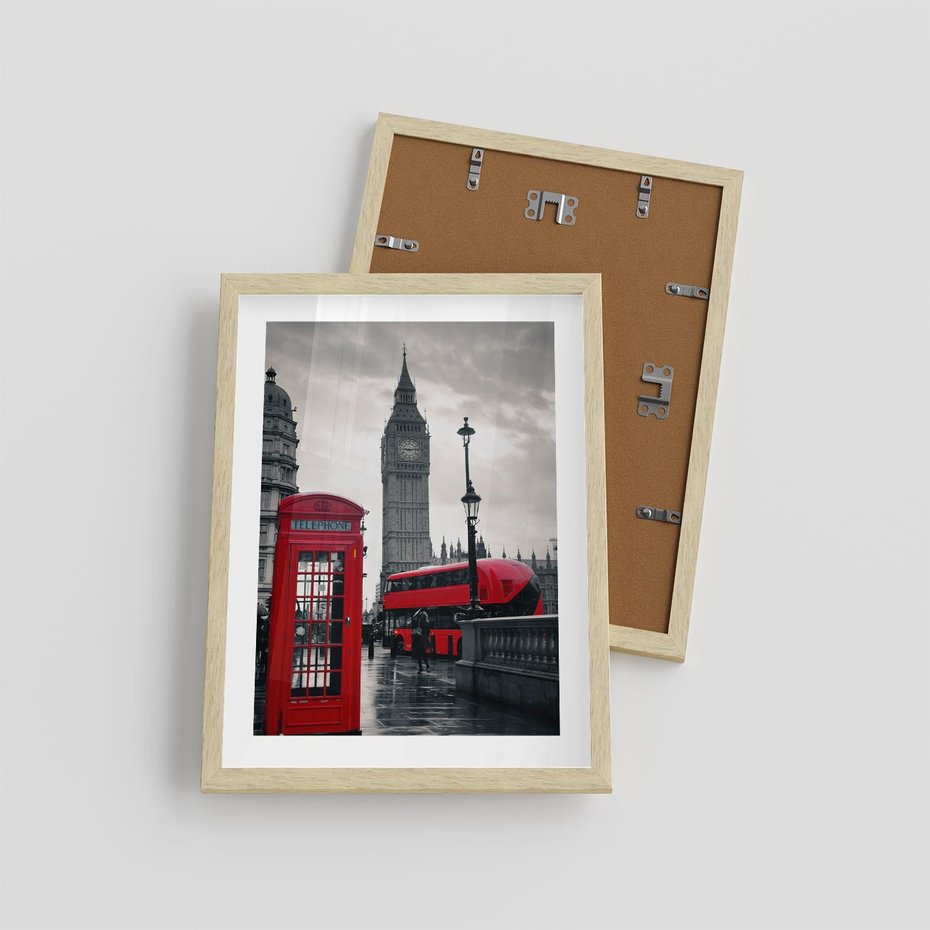 Plakat w ramie 30x40 - Londyński Klimat Telefoniczny - Londyn, telefon - rama drewno