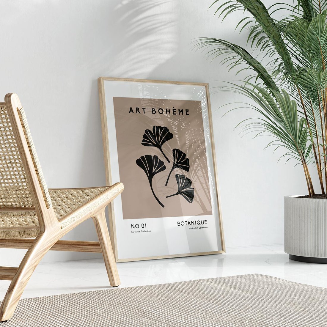 Plakat w ramie 40x50 - Botaniczne wymysły - sztuka boho, plakat - rama drewno