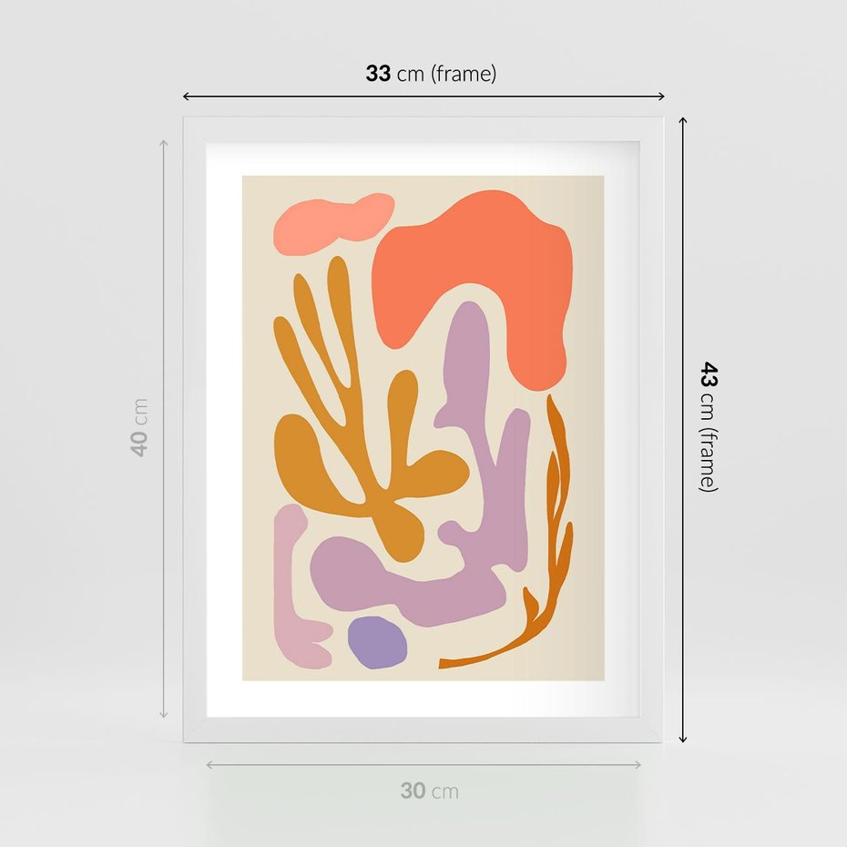 Plakat w ramie 30x40 - Ekspresjonistyczne Impulsy - abstrakcyjny obraz, pastelowe kolory - rama biała