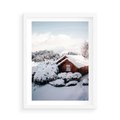 Plakat w ramie 50x70 - Zimowa Idylla w Górach - zima w górach, ośnieżone góry - rama biała