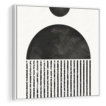 Obraz w ramie 80x80 - Księga Wibracji - abstrakcyjne czarno białe formy, minmalizm - rama biała