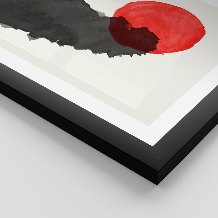 Plakat w ramie 40x50 - Wibracje Linii - abstrakcyjne nieregularne plamy, czarny - rama czarna