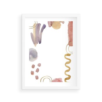Plakat w ramie 30x40 - Wibracje Pastelowych Odcieni - abstrakcyjny plakat, akwarelowe plamy - rama biała