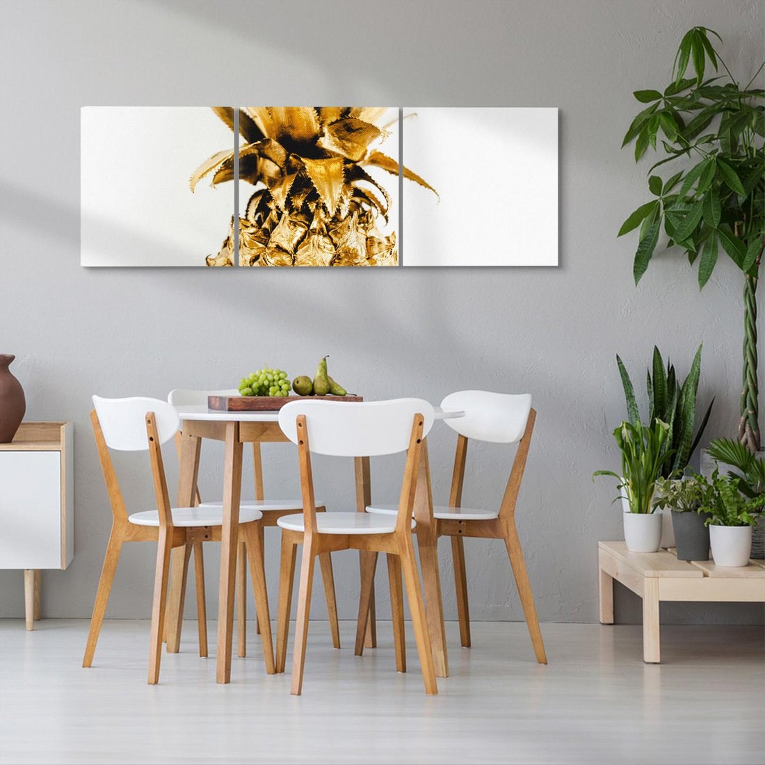 Obraz na płótnie 120x40 - Ekskluzywny Akcent - złoty, ananas