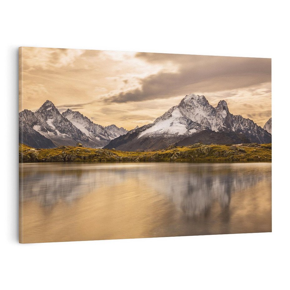 Obraz na płótnie 100x70 - Harmonia natury - góry, jezioro