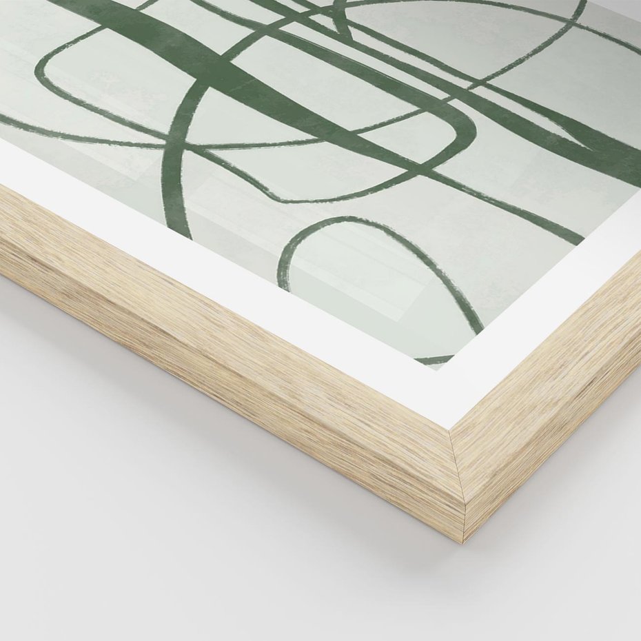 Plakat w ramie 50x70 - Zielony Spokój - zielona abstrakcja, spokojny plakat - rama drewno