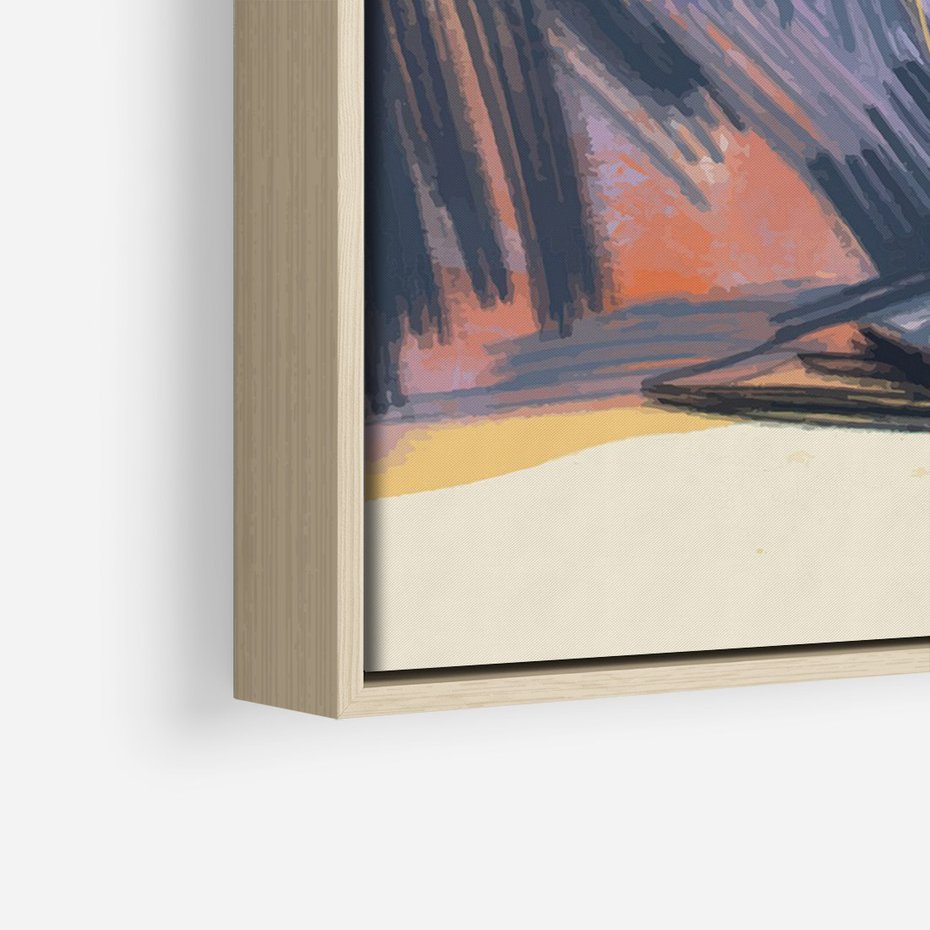 Obraz w ramie 50x70 - Ponad Szczytami - pastelowy krajobraz, nowoczesny plakat - rama drewno