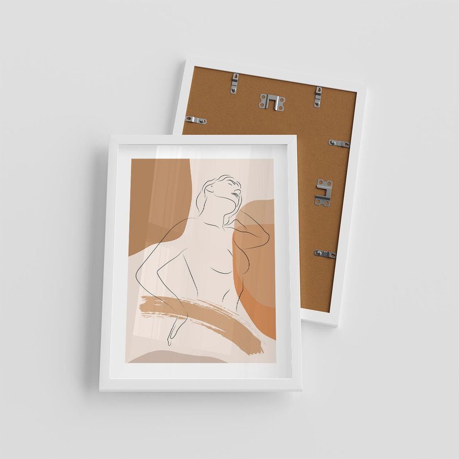 Plakat w ramie 30x40 - Sztuka Prostoty - kobieta, szkic - rama biała