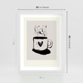 Plakat w ramie 30x40 - Grafika Kubka w Czerni i Bieli - kubek, grafika - rama biała