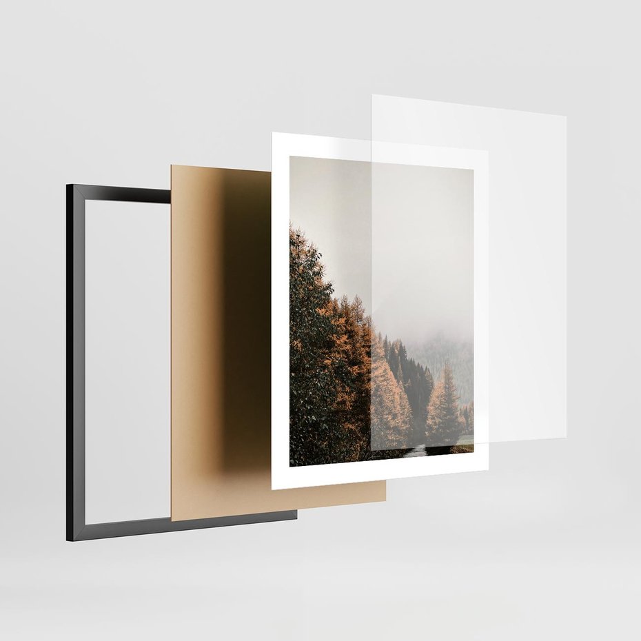 Plakat w ramie 40x50 - Kolorowa Jesień w Górskim Lesie - las, jesień - rama czarna