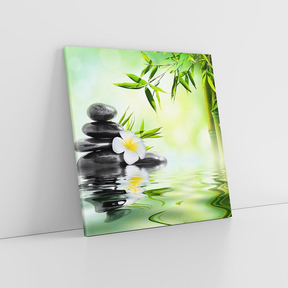 Obraz na płótnie 60x60 - SPA: Relaksująca woda i kamienie - SPA, woda