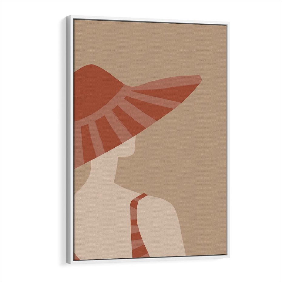 Obraz w ramie 50x70 - Kobiecy Portret - plakat retro, kobieta w kapeluszu - rama biała