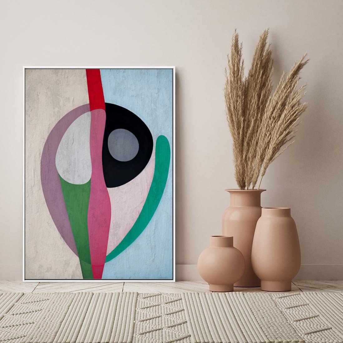 Obraz w ramie 50x70 - Wibracje Kolorów Marzeń - abstrakcyjne dziwne kształty, olejny obraz - rama biała