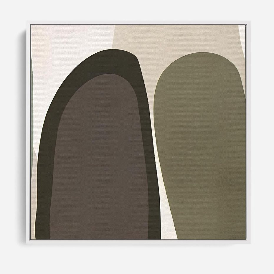 Obraz w ramie 80x80 - Fale w Zieleni - abstrakcyjne kształty, zgaszona zieleń - rama biała