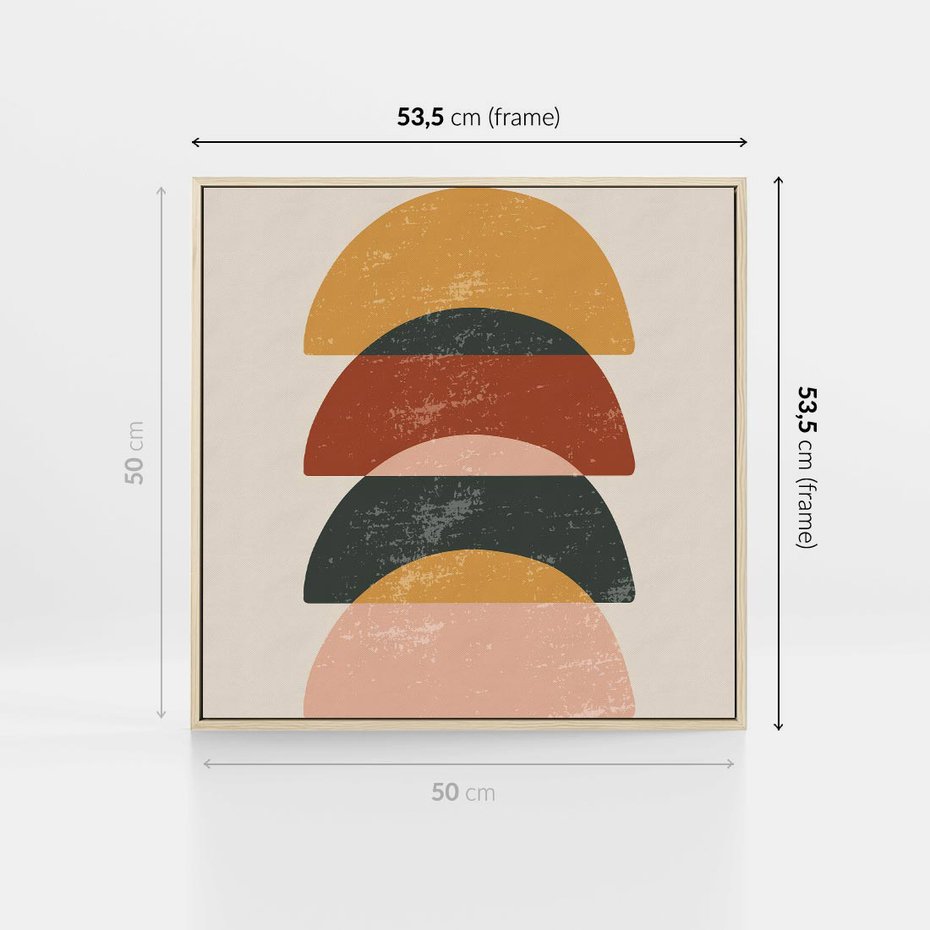 Obraz w ramie 50x50 - Energetyczne Wzory - nowoczesny plakat, abstrakcyjne kształty - rama drewno