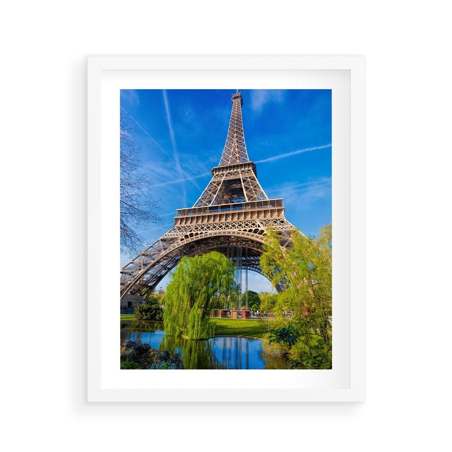Plakat w ramie 40x50 - Wieża Eiffla w Paryżu - Eiffla, Paryż - rama biała