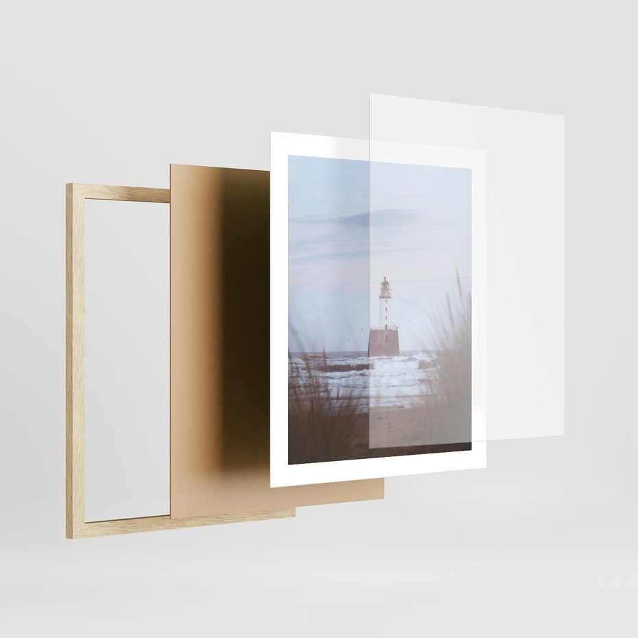 Plakat w ramie 40x50 - Magiczna Aura - latarnia, mgła - rama drewno