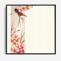 Obraz w ramie 50x50 - Rozkwitające Marzenia - japońska sztuka, ptak - rama czarna