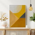 Obraz w ramie 80x120 - Harmonia migoczących ognisk - intensywne ciepłe kolory, słoneczny żółty - rama biała