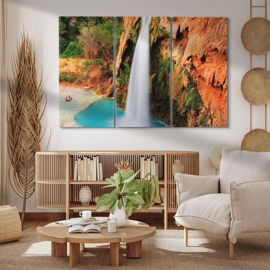 Obraz na płótnie 120x80 - Wodospad wśród majestatycznych gór - wodospad, górski