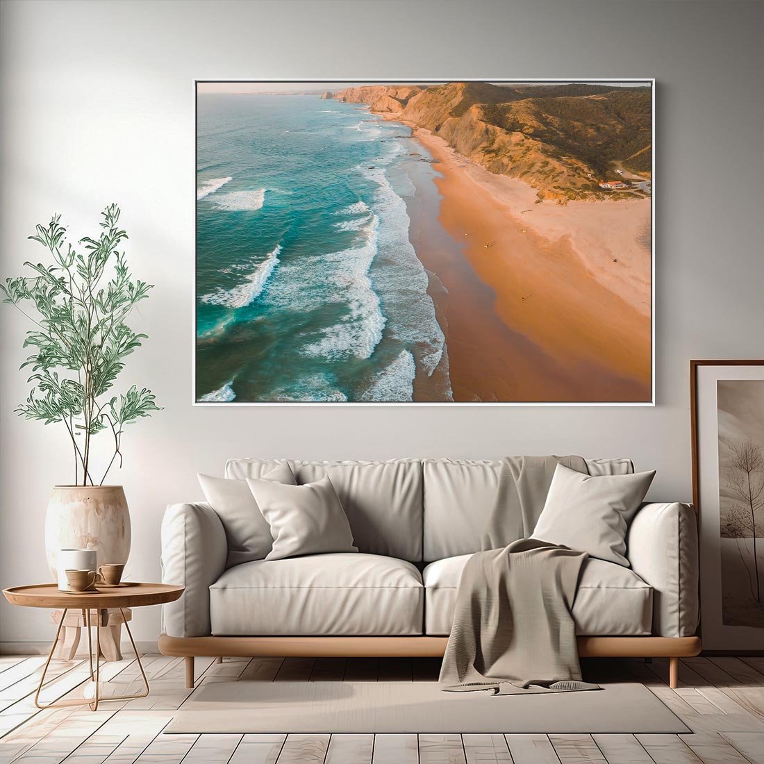 Obraz w ramie 70x50 - Z Lotu Ptaka - fotografia, plaża - rama biała