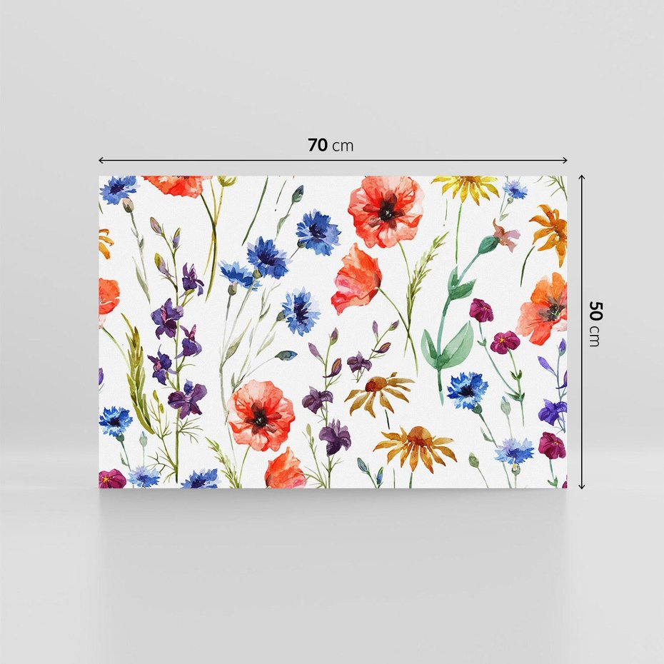 Obraz na płótnie 70x50 - Kwiatowe radości na łące - kwiaty, łączka