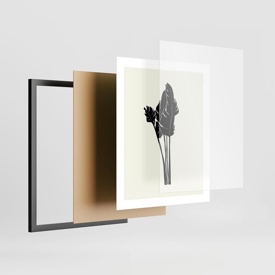 Plakat w ramie 40x50 - Elegancja Palm - nowoczesna sztuka, minimalistyczny styl - rama czarna