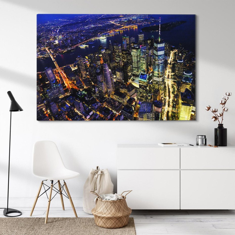 Obraz na płótnie 100x70 - Nocne miasto w USA: Niezwykłe światła - miasto, noc